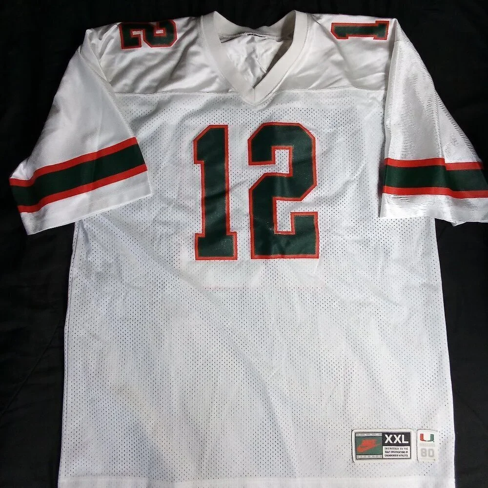 Vintage Nike Team Jim Kelly Throwback Miami Hurricanes Jersey